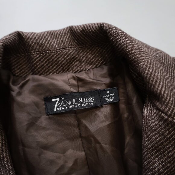 NEW YORK & CO Size 0 Brown Suit Jacket Blazer Career Office - Picture 8 of 10